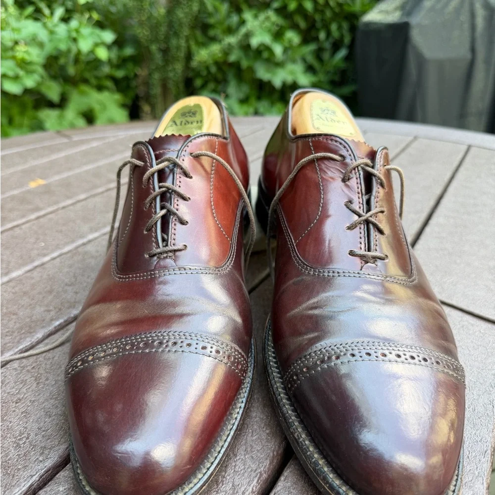 Alden Men's Burgundy/Brown Cap-Toe Blucher Oxfords